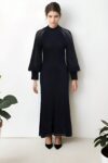 Siyah Kol Detaylı Triko Elbise ST090W40199901